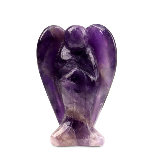 Amethyst Crystal Angel Figurine - Natural Carved Healing Stone - Spiritual Protection Gift