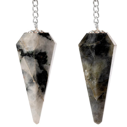 Rainbow Moonstone & Labradorite Pendulum Set - 2pc Crystal Dowsing Gift