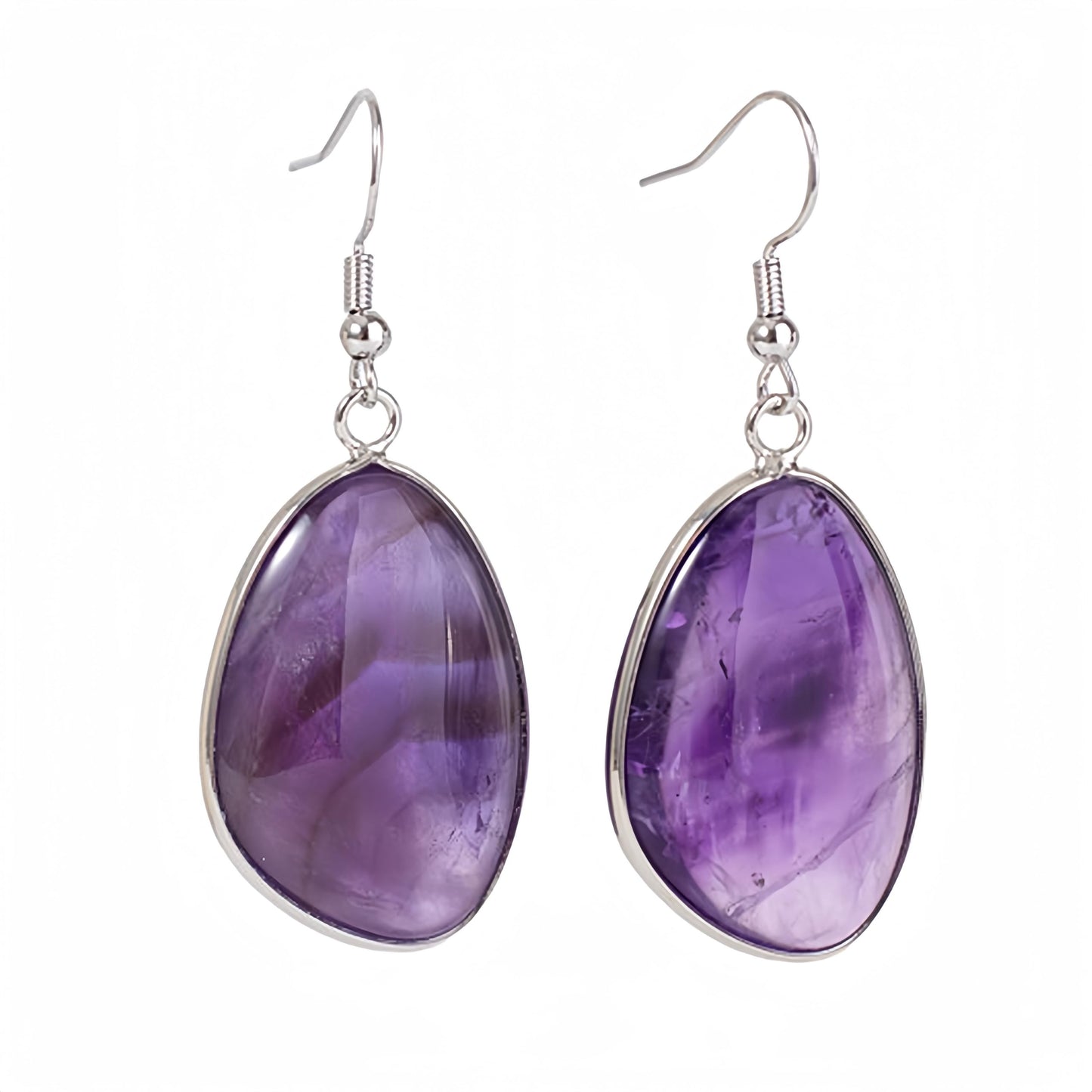 Amethyst Stone Dangle Earrings - Natural Crystal Healing Gemstone Gift for Her