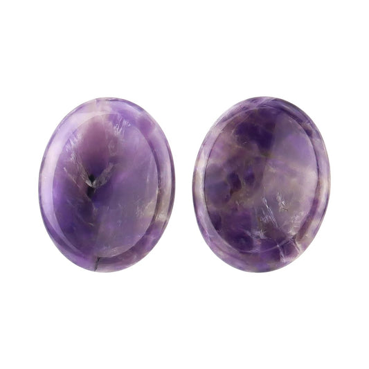Amethyst Thumb Worry Stones Set of 2 - Natural Anxiety Relief Crystal - Chakra Healing Gift