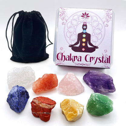 7 Chakra Healing Crystal Set - 8 Raw Stones Gift Box - Spiritual