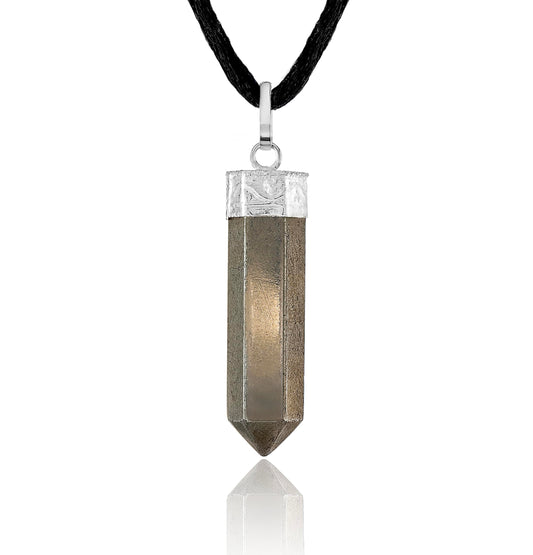 Pyrite Crystal Point Necklace - Natural Abundance Stone Pendant